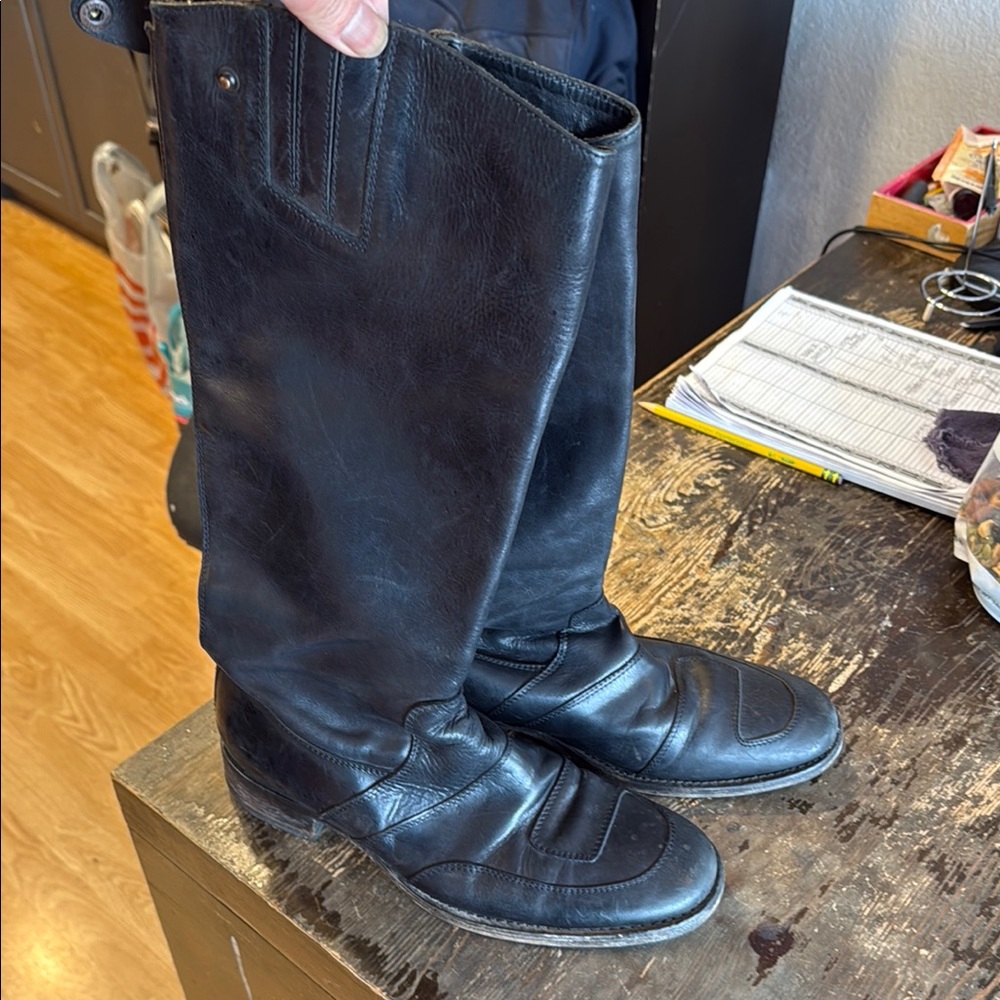 Black Combat Ankle Boots with Sturdy Sole